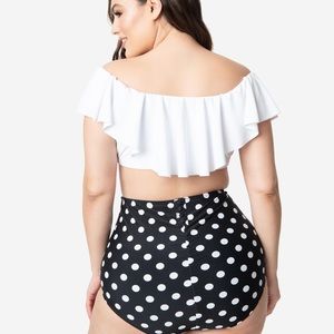 Black on White Polka Dot Swim Bottoms